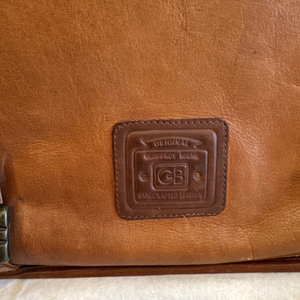 Vintage Geoffrey Beene GB Leather Messenger College Carry On Travel Briefcase - Picture 3 of 14